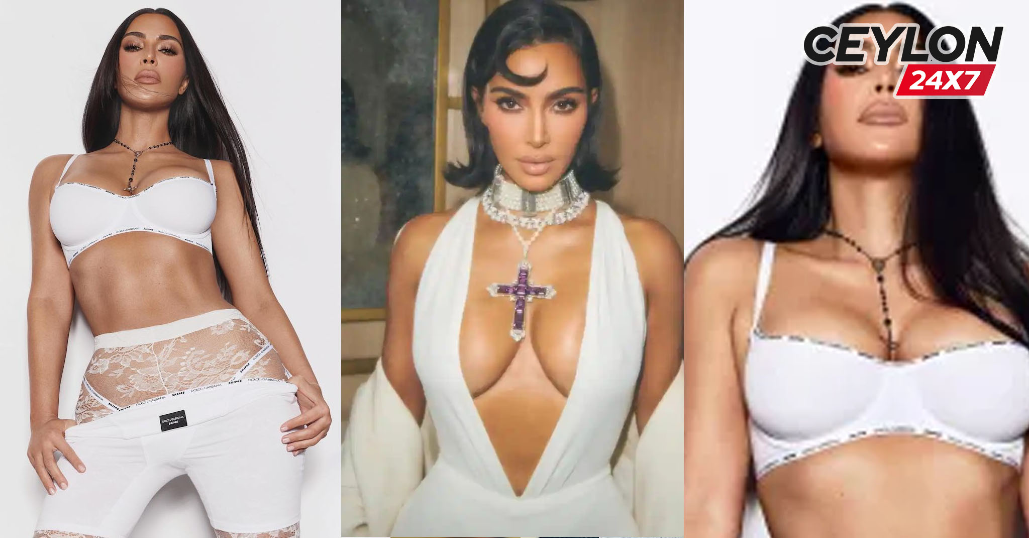 රෝසරි මාලයක් පැළඳ යට ඇඳුම් දැන්වීමට පෙනී සිටි කිම්ට විරෝධය